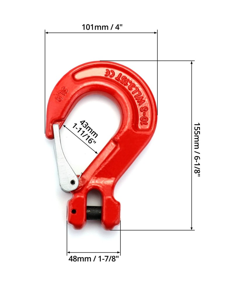QWORK Clevis Slip Hook with Latch, 2 Pack, 1/2", 6940 lbs Load Limit, 2 Pack