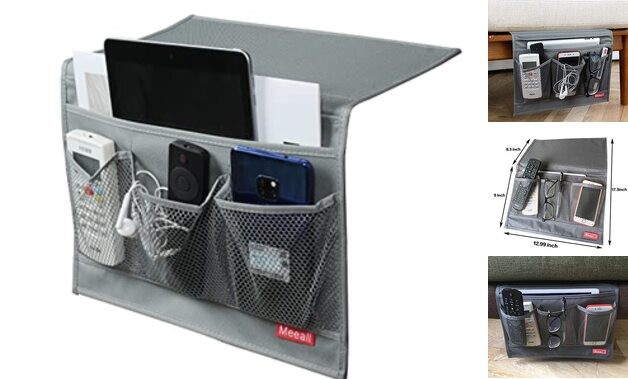 Bedside Storage Organizer with Pockets – Compact & Lightweight Organizer Gray