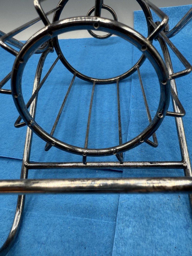 Silver Plate Wine Bottle Holder Pourer Sculpture Style Vtg Retro