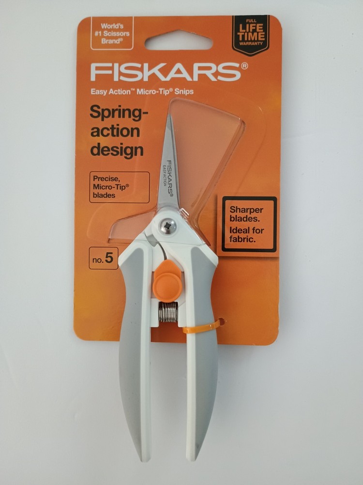 Fiskars Easy Spring Action Micro-Tip Snips Blades Ideal for Fabric