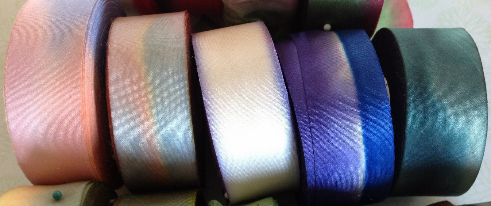 silk ribbon hand dyed 1" on the bias 1yd made in USA