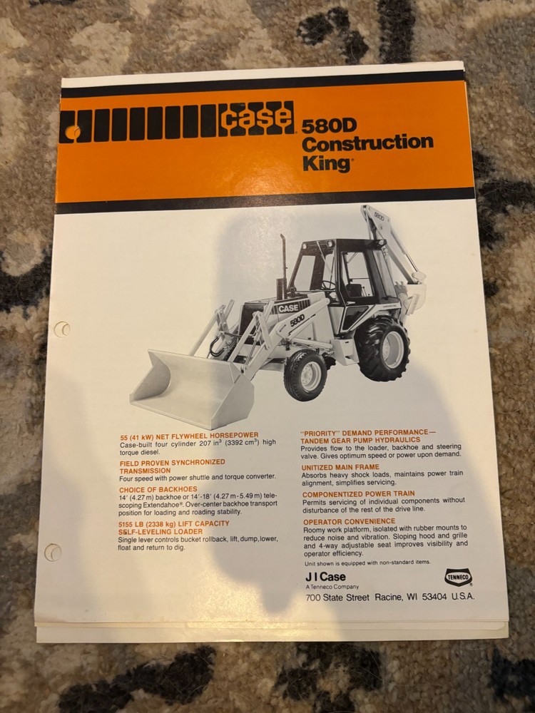 Case Tractor 580D Backhoe Brochure AMIL25