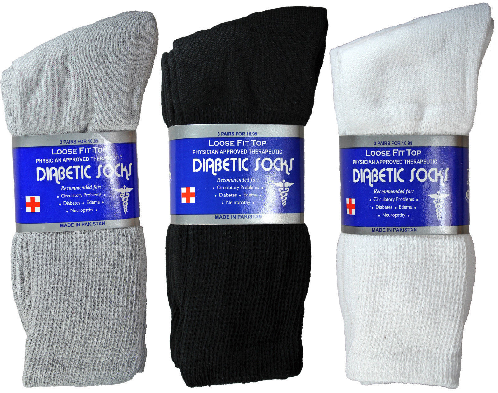 12 Pairs Men's Circulatory Diabetic Crew Socks Health Cotton 9-11 10-13 13-15