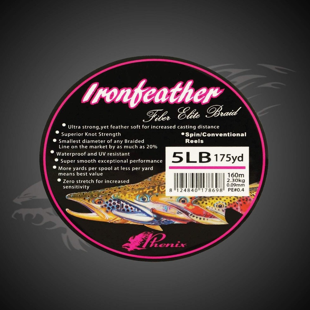 PHENIX IRONFEATHER BRAID 175YD SELECT COLOR SELECT SIZE IRON FEATHER TROUT BRAID