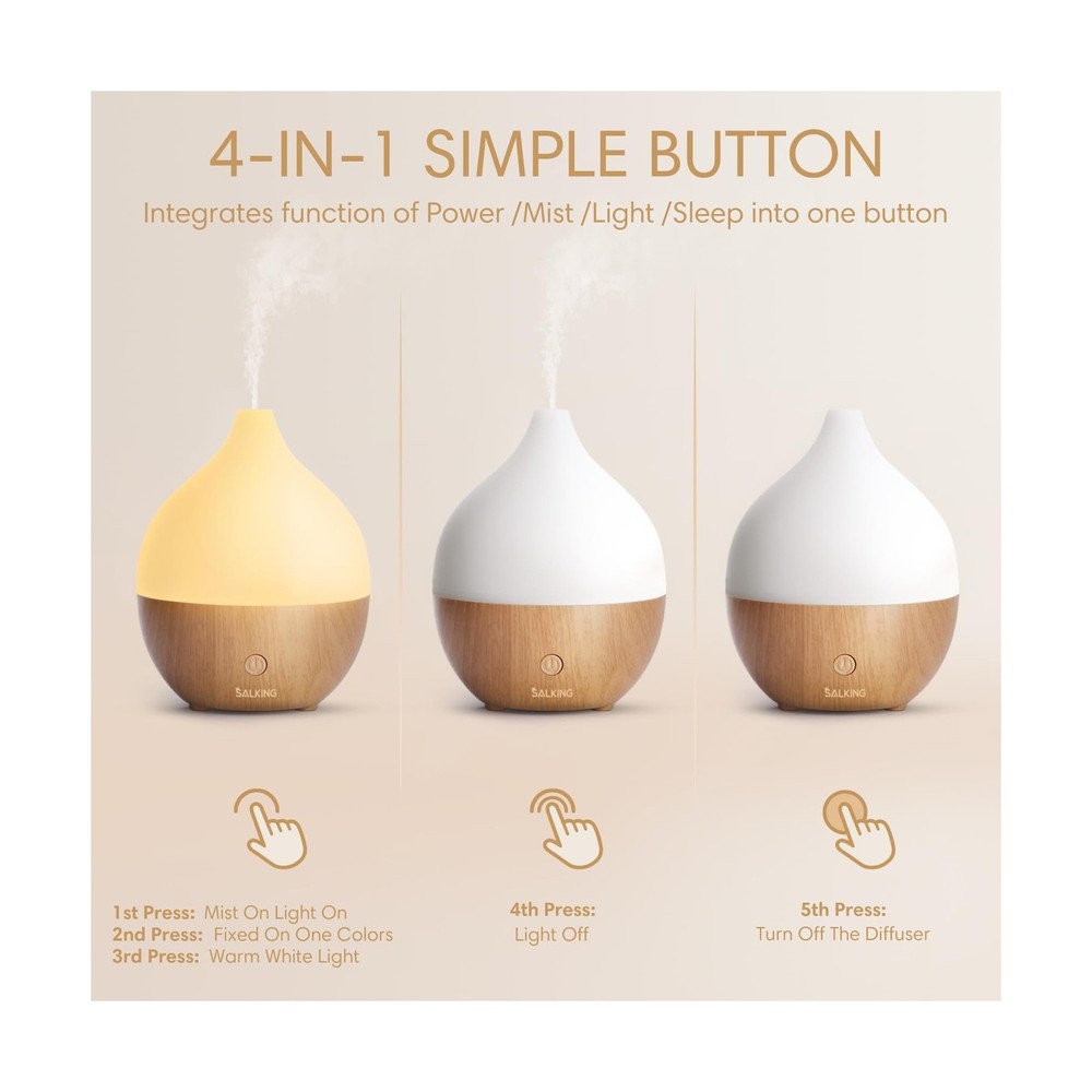 SALKING Essential Oil Diffuser, 100ml Small Aromatherapy Diffuser with Auto S...