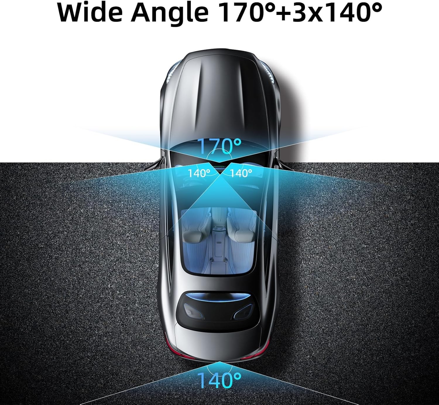 Dash Cam 4 Channel 360° Front Rear Inside DashCam, HD 1080P Car Camera 64GB