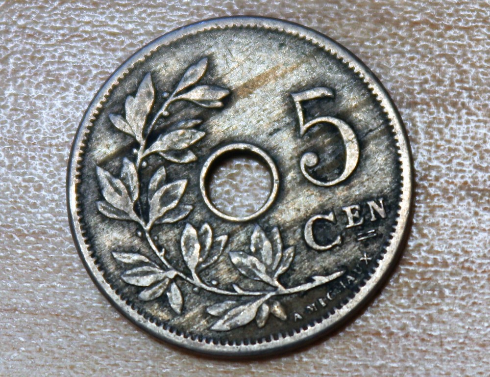 1905 Belgium 5 Centimes Dutch text