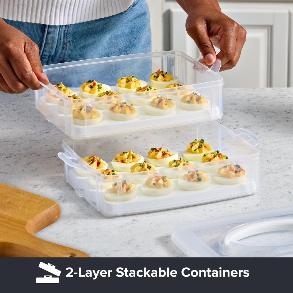 Snapware (2-Layer, 24 Eggs) Plastic Detachable Deviled Egg Medium, Clear