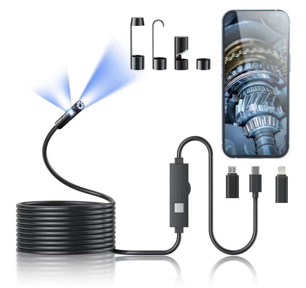1920P HD Endoscope Camera 16.4ft Borescope LED Light iPhone Android Waterproof