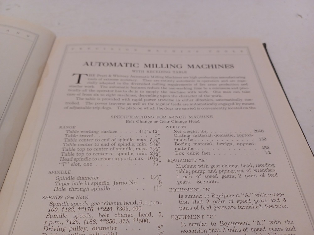 Pratt & Whitney Company Precision Machine Tools Hardback Inventory Catalog c1917