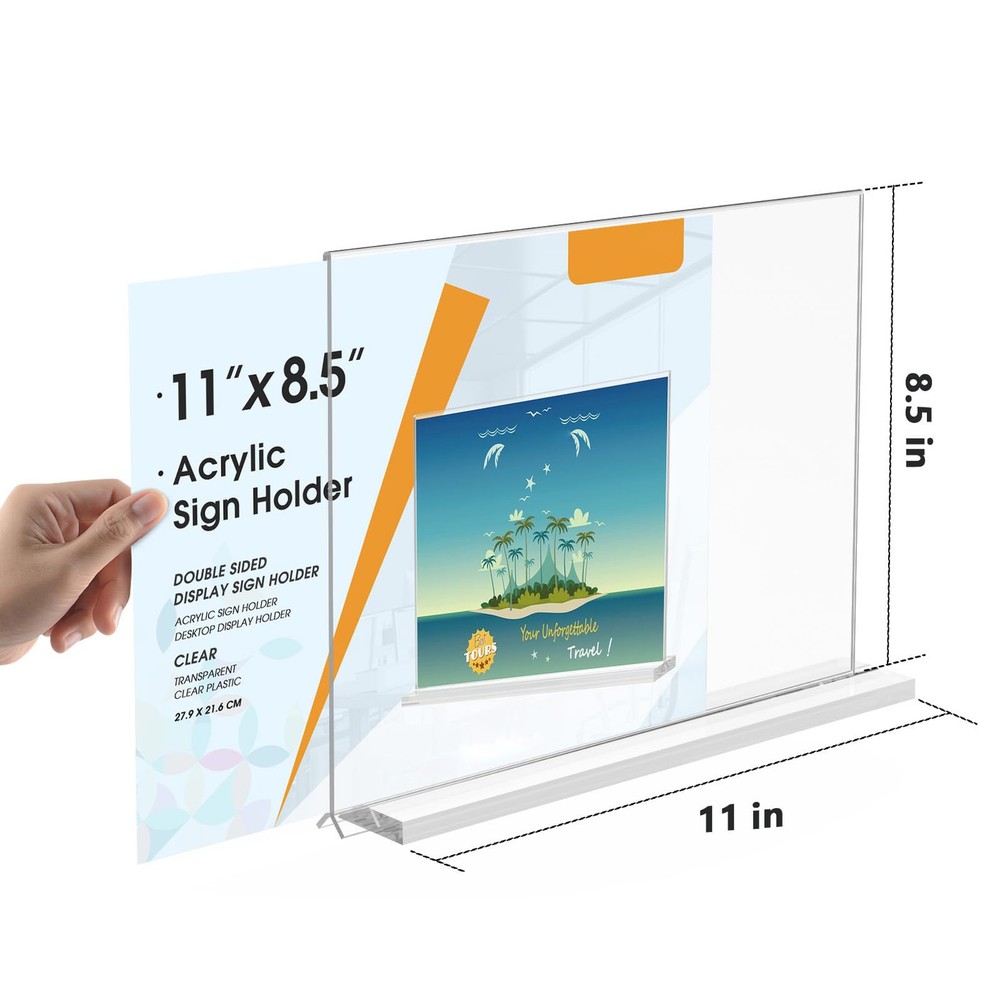 Plastic Menu Holder, 8.5x11 Double Sided Frame, 2Pack For Restaurant Table
