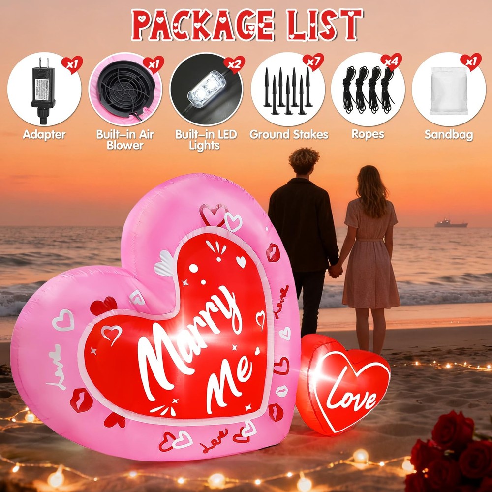 LETIME 6.9 FT Proposal Inflatable Decorations Romantic Multicolor