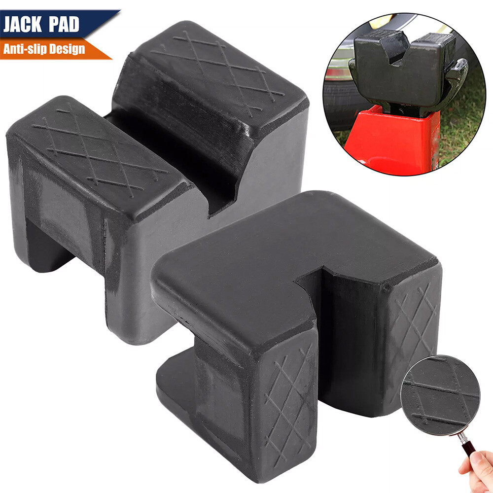 2pc Rubber Axle Jacking Pads Jack Stand Pad Adapter Frame Rail Protector Slotted