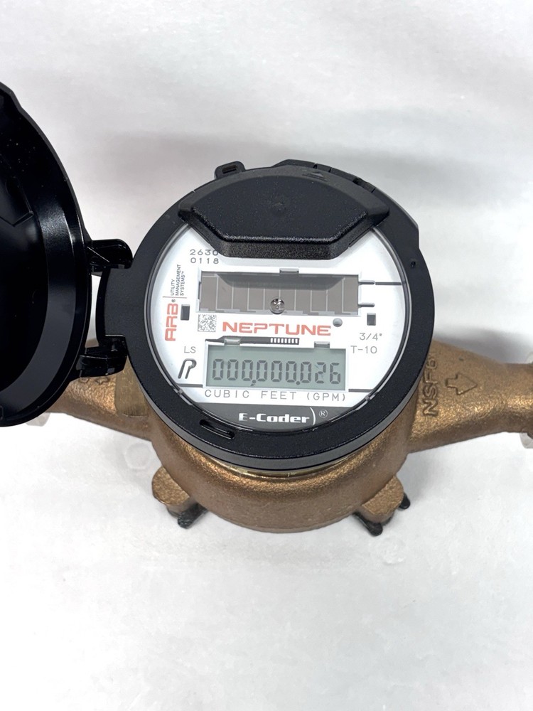 Neptune T-10 3/4” Water Meter Cubic Feet E-Coder Register ED2C11REF1 New