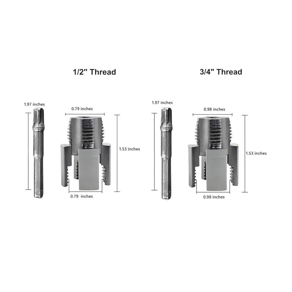 PVC Pipe Threading Tool 1/2" 3/4" Internal External Water Pipe Drill Attachment