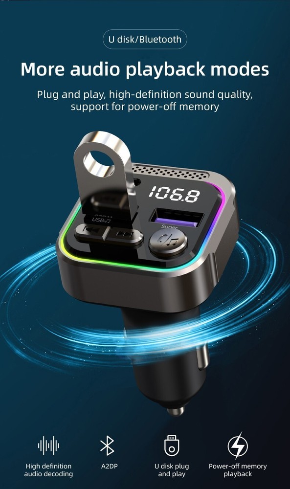 TRON 48W Bluetooth 5.3 FM Transmitter Car Adapter (PD30W & QC18W)with Mic ,MP3