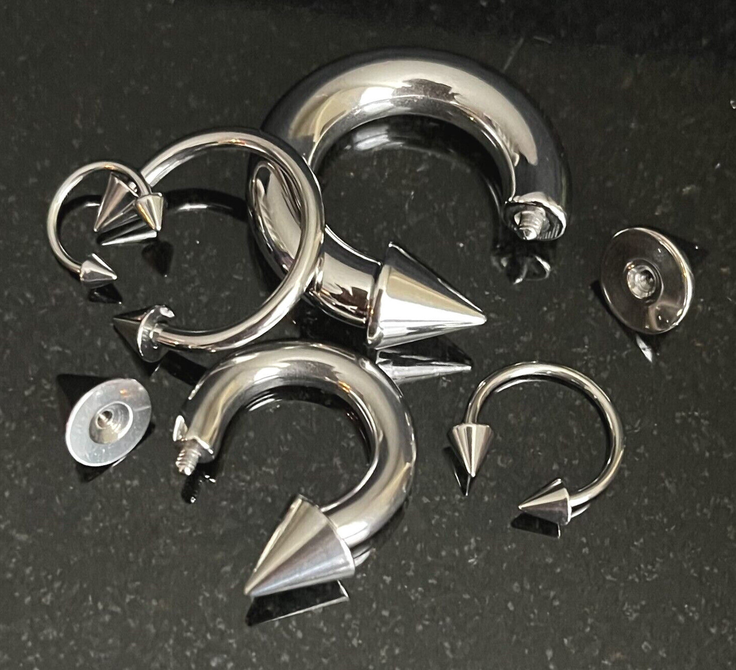 1pc Surgical Steel Circular Horseshoe Barbell w/ Spikes Lip Septum 18G thru 2g