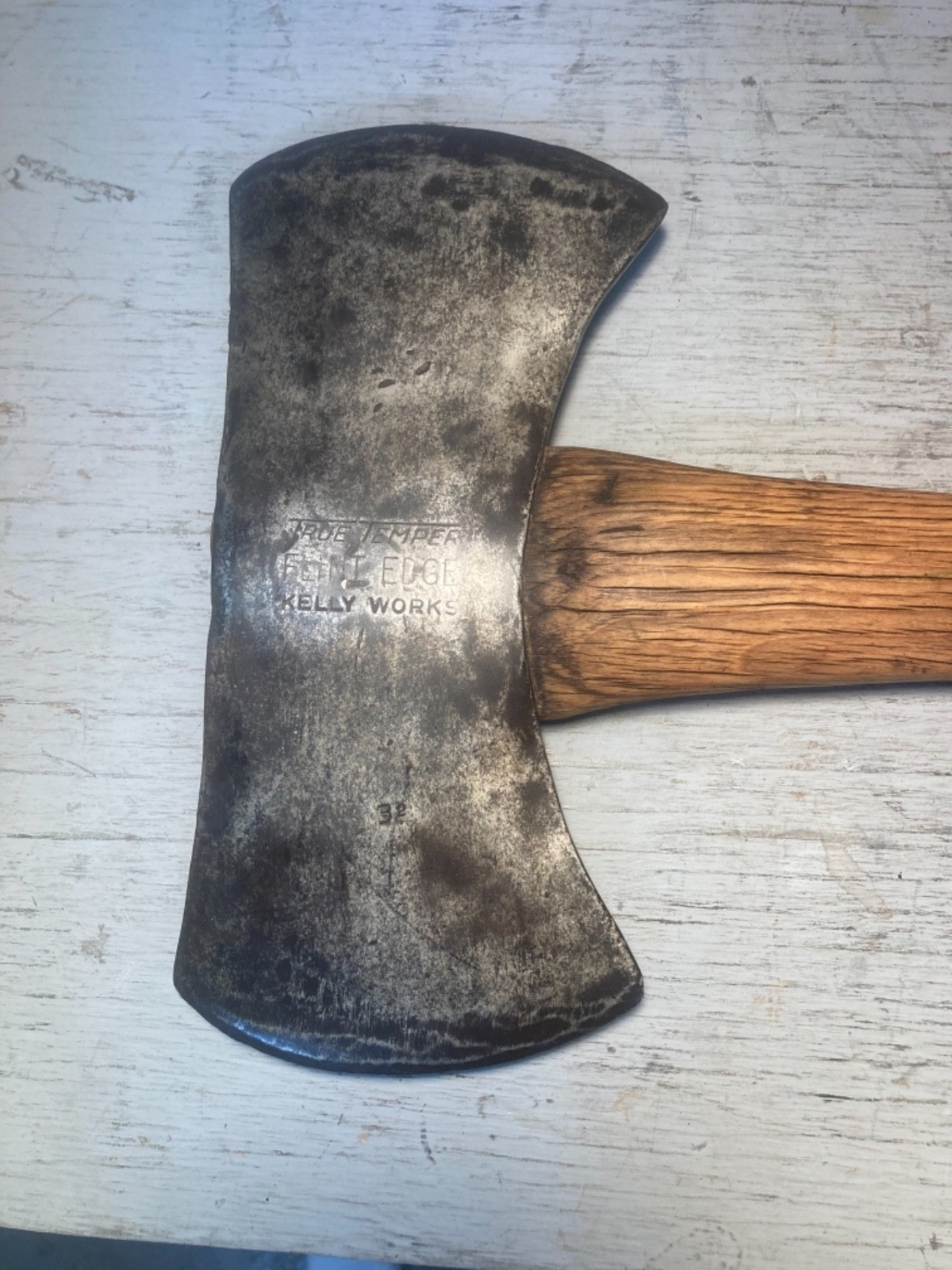 Antique True Temper Flint Edge Kelly Works Double Blade Axe 3.2 Head 34" Overall