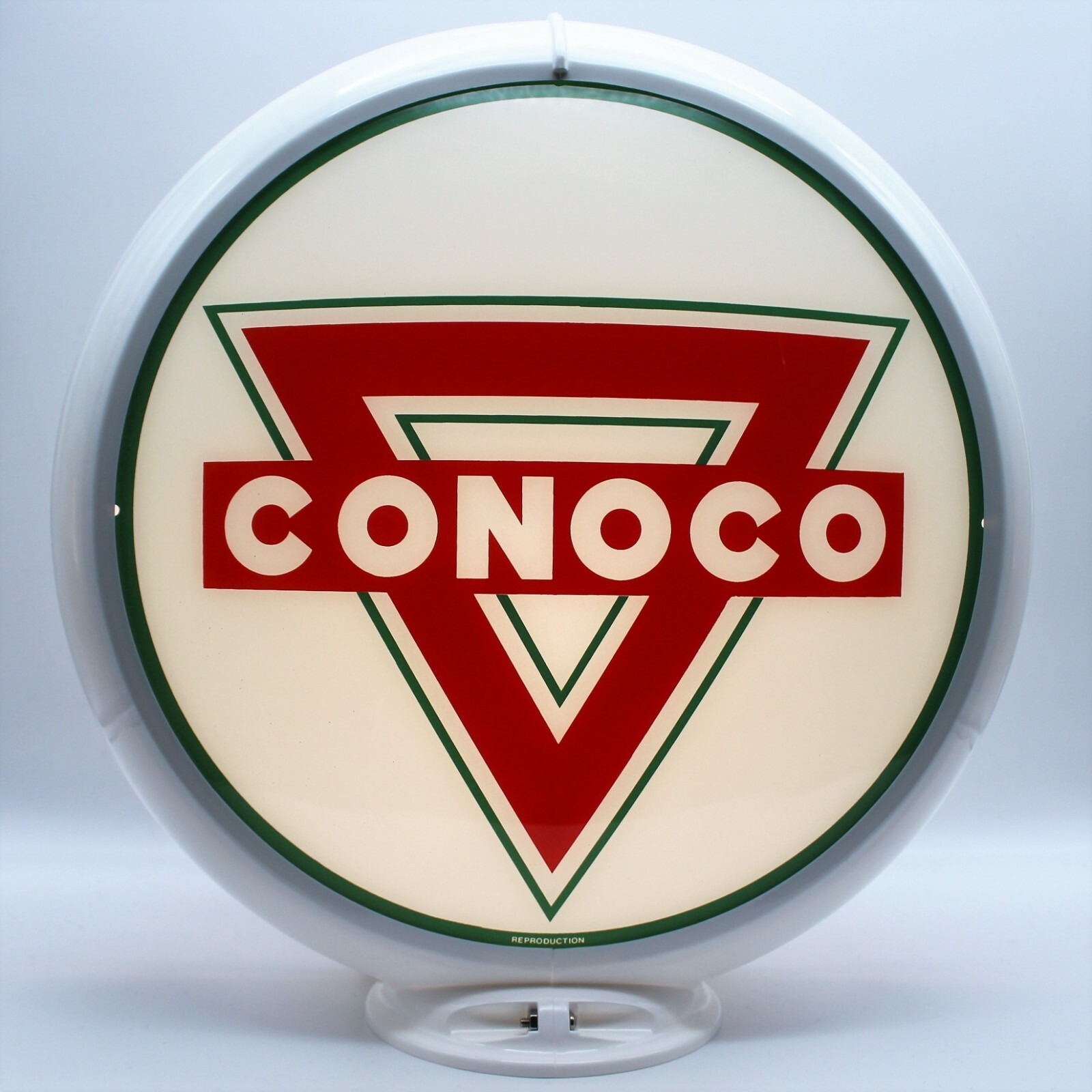 CONOCO TRIANGLE 13.5" Gas Pump Globe SHIPS ASSEMBLED - READY FOR YOUR PUMP!!
