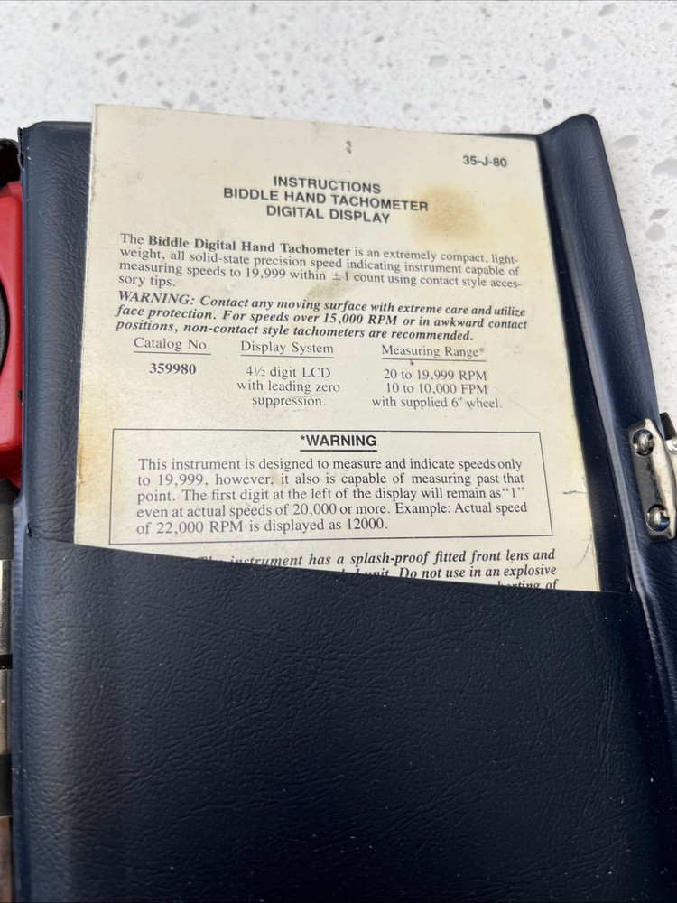 359980 Biddle Digital Tachometer Kit