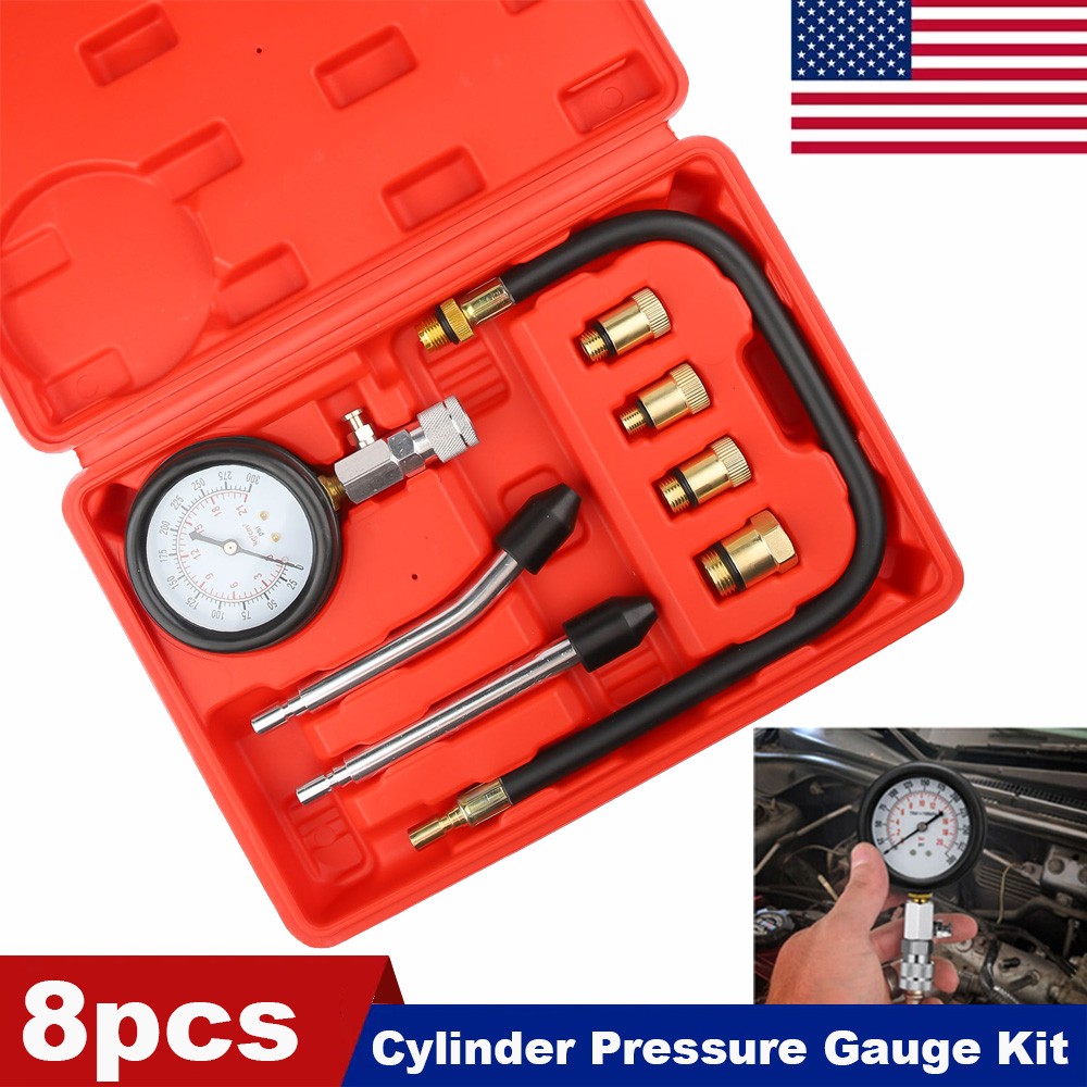 Engine Cylinder Compression Gauge Tester Kit Gas Engine Diagnostic Testing Tool