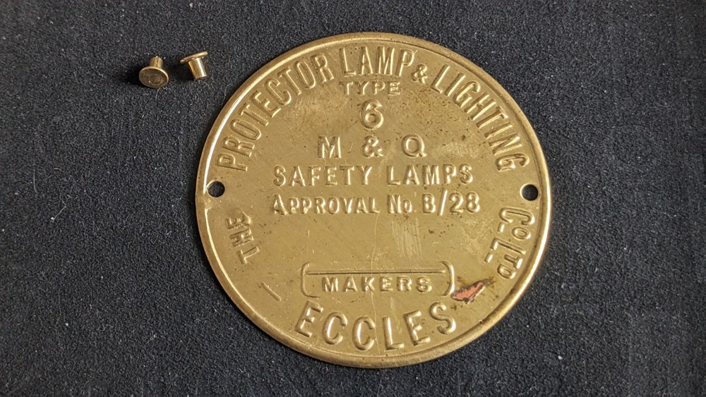 Replacement Protector Type 6  Miners Lamp Badge With Rivets Brass