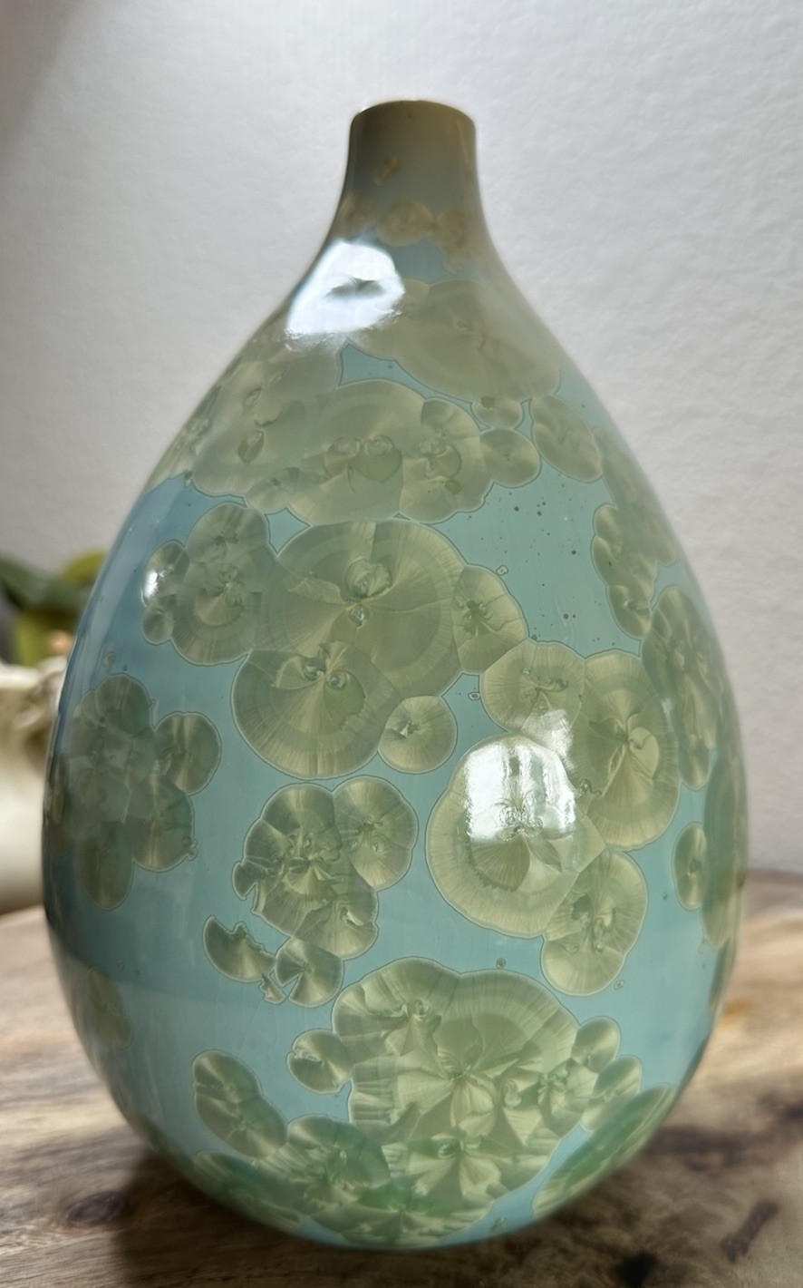 Simon Pearce Teardrop Jade Crystalline Vase Celadon Organic Studio Pottery