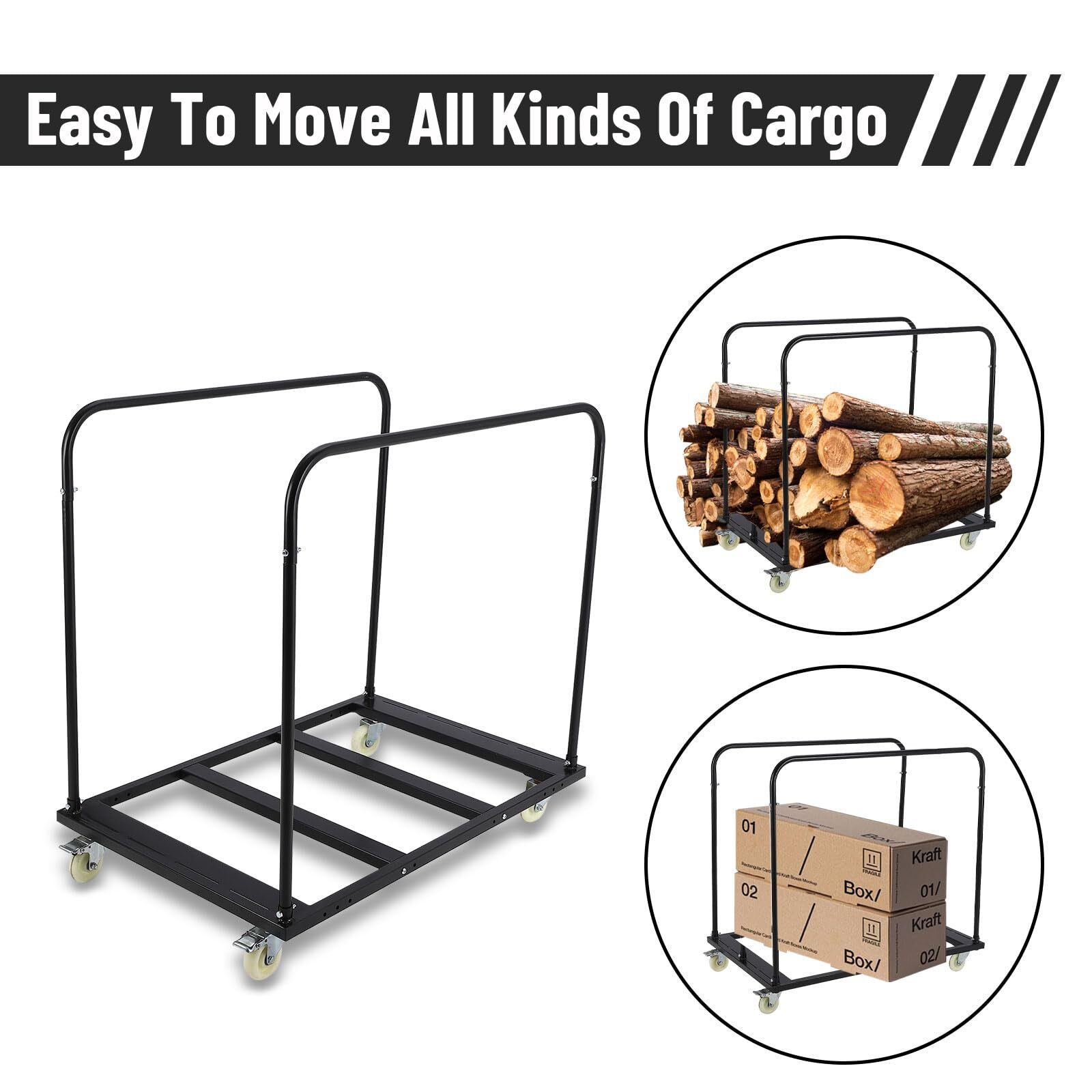 Folding Table Cart Rack 1500 LBS Panel Dolly Cart w/5" Swivel Casters Heavy Duty