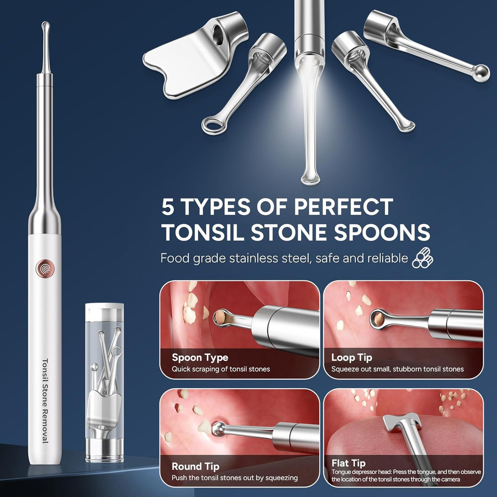 Tonsil Stone Remover with Camera - Upgraded Visual Tonsil Stone Removal Kit with