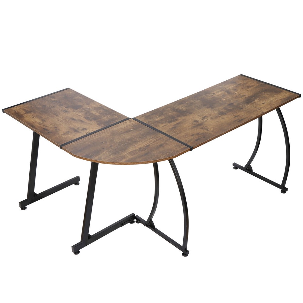 58"L-Shaped Gaming Desk Reversible MDF Computer Corner Laptop Table Rustic Brown