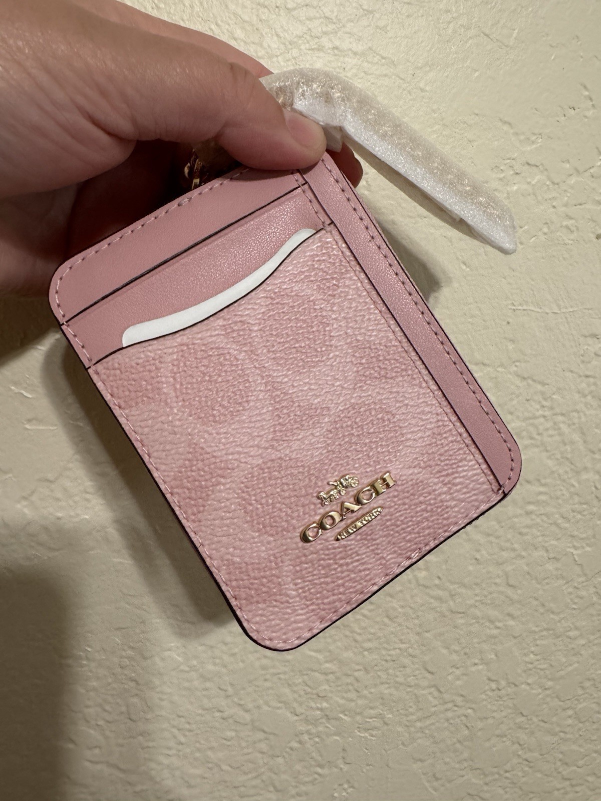 NWT Coach Zip Card Case In Signature Canvas CW883 POWDER PINK