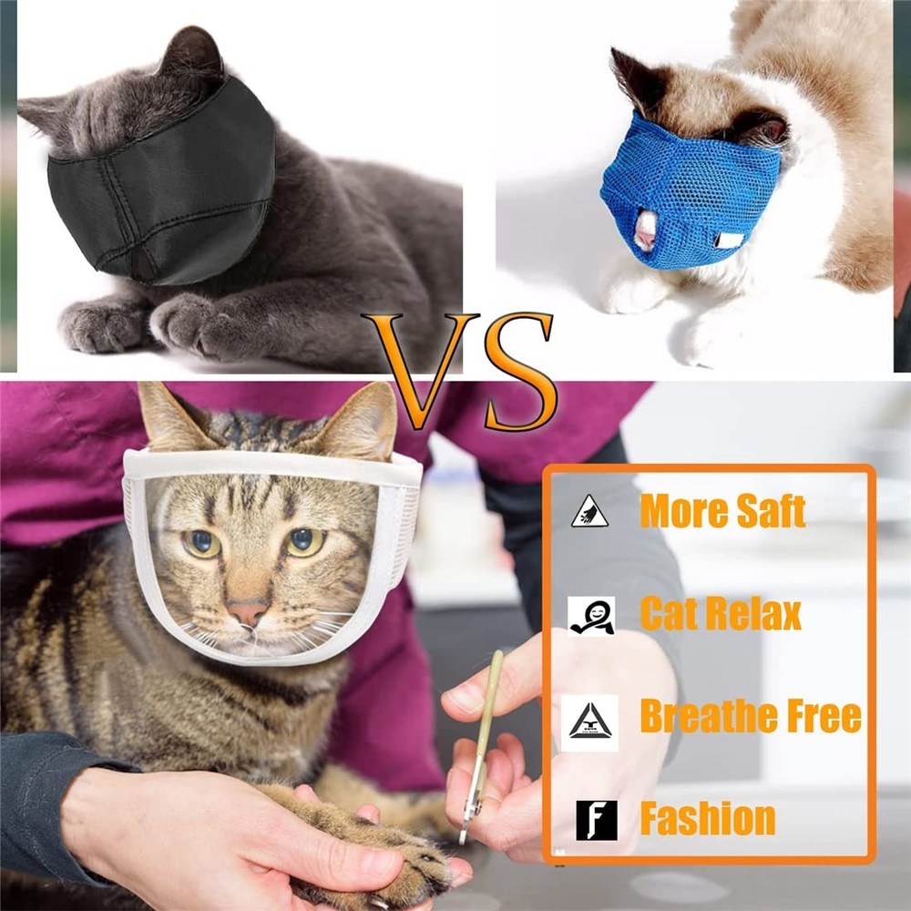 Cat Muzzle, Breathable Muzzles Face Mask Adjustable Kitten S, White