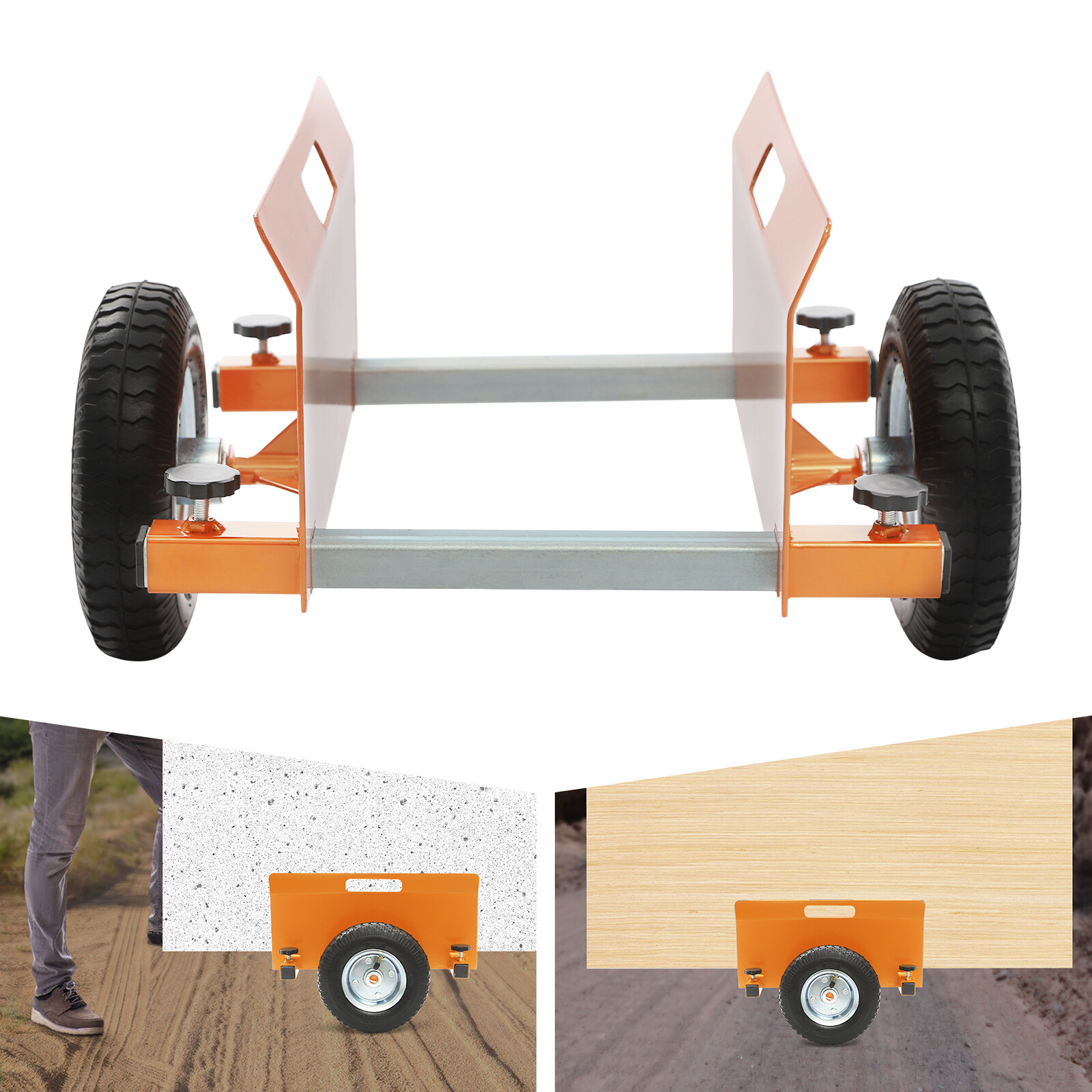 Panel Dolly Cart Heavy Duty Slab Dolly Adjustable Drywall Mover with 8" Wheels