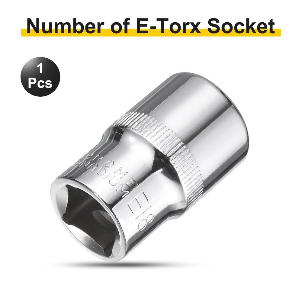 E-Torx Socket 1/2" Drive E18 Star Socket 1.5" Length 6 Point Spline Sleeve