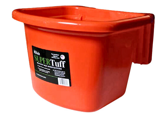 Supertuff Hook Over Fence Feeder 20 Quart Horse Grain Livestock Feeder Red