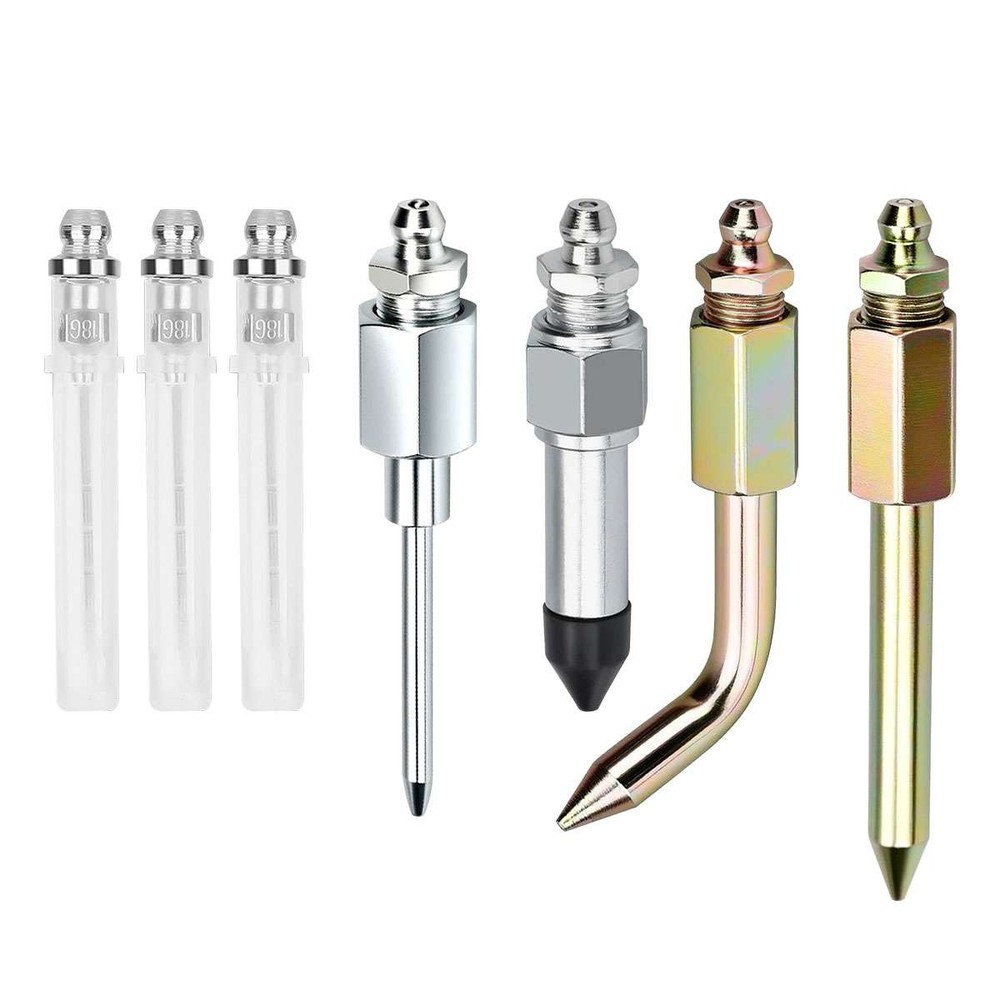 7Pcs Grease Gun Accessory Kit Needle Tips Elbow Adapter Dispenser Rubber Nozzle
