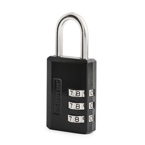 Master Lock Black Combination Padlock, Gym Locker Lock with 3-Digit Code