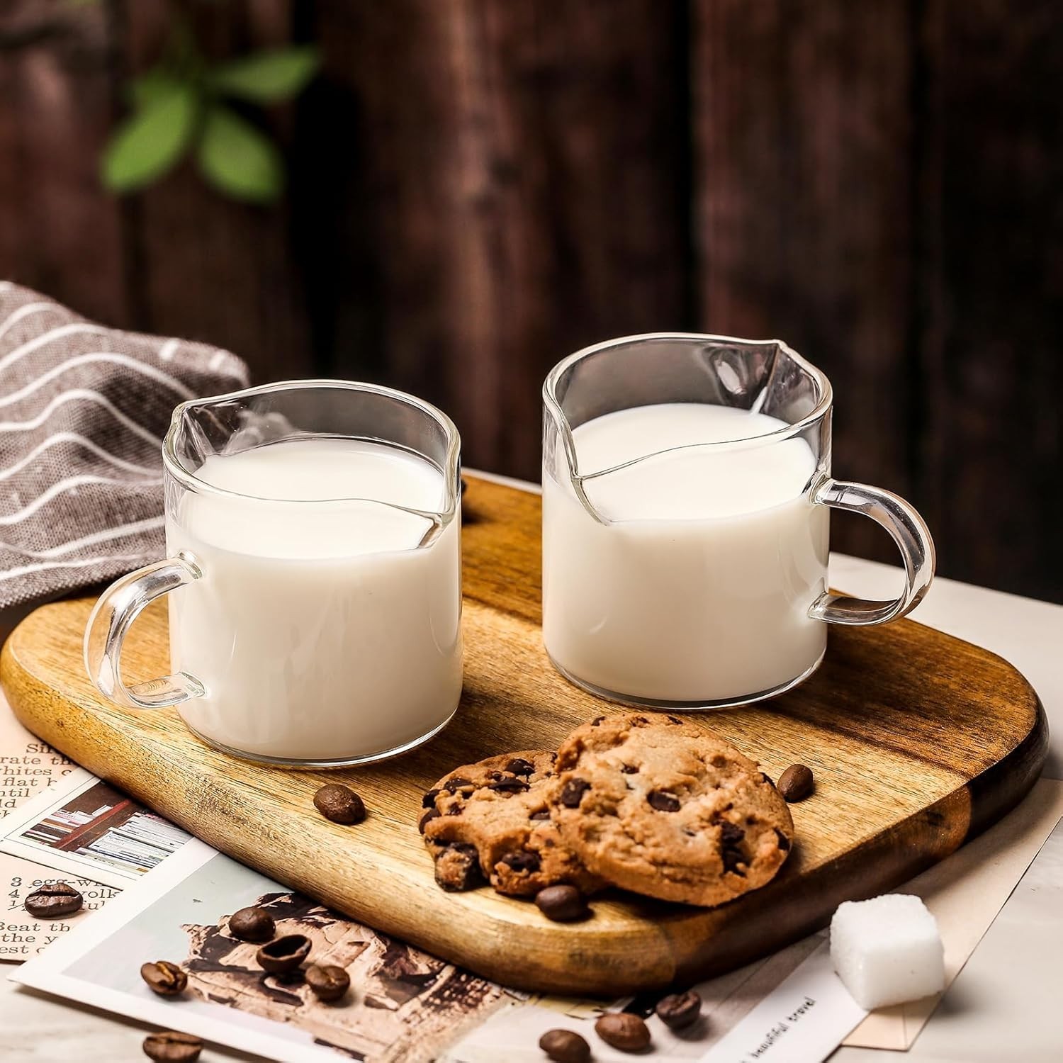 Espresso Cups Set of 2, 4 Oz Espresso Shot Glass with Handle Double Spout Cup...