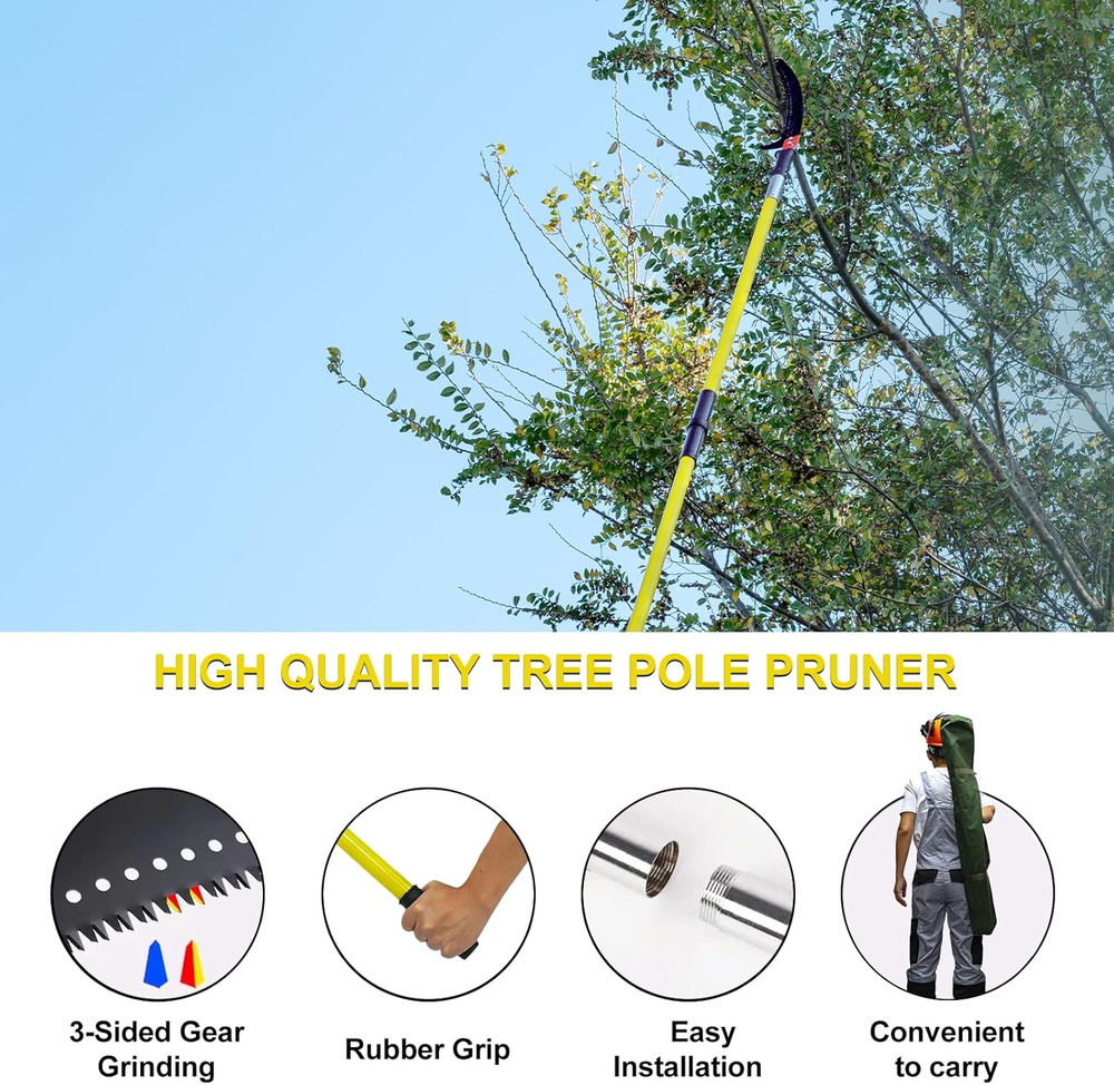 30 FT Extendable Manual Pole Saw for Easy Tree Trimming and Pruning