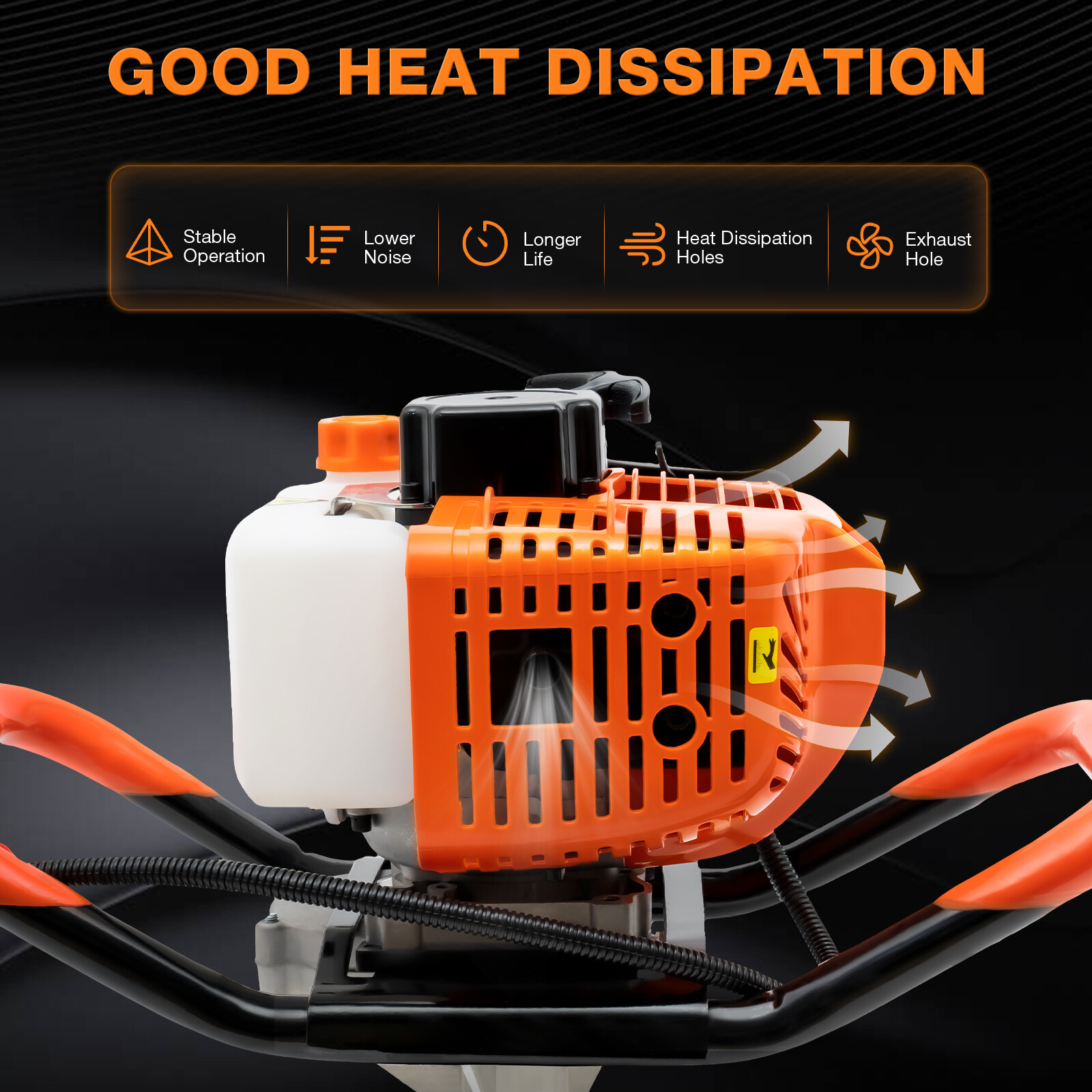 52CC Gas Powered Post Hole Digger Earth Auger with 4-8 Inch Bits