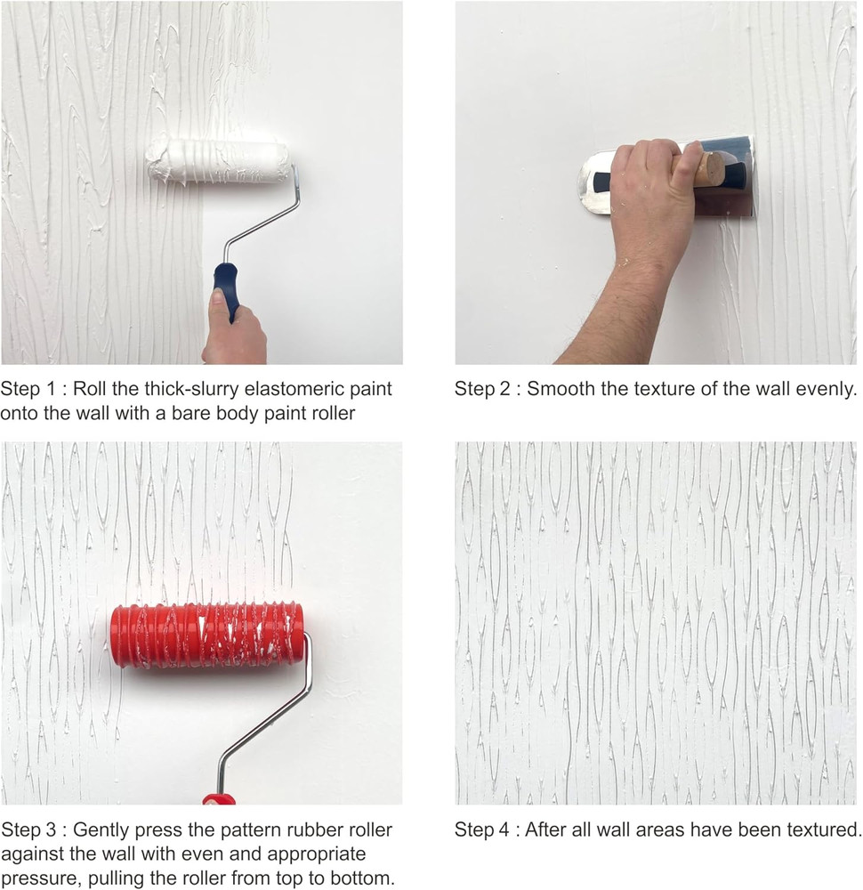 8'' Patterned Paint Roller for Wall Decoration Classic Texture Rubber Roller Dec