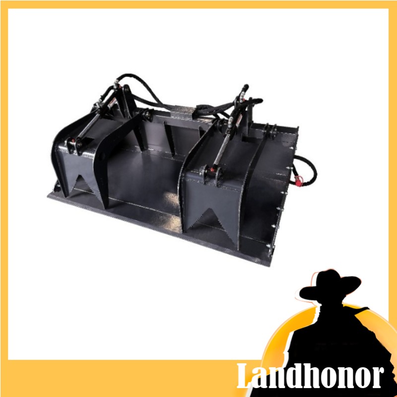 Landhonor Dual Cylinder Grapple Bucket 72'' Solid Bottom Quick Attach Attachment