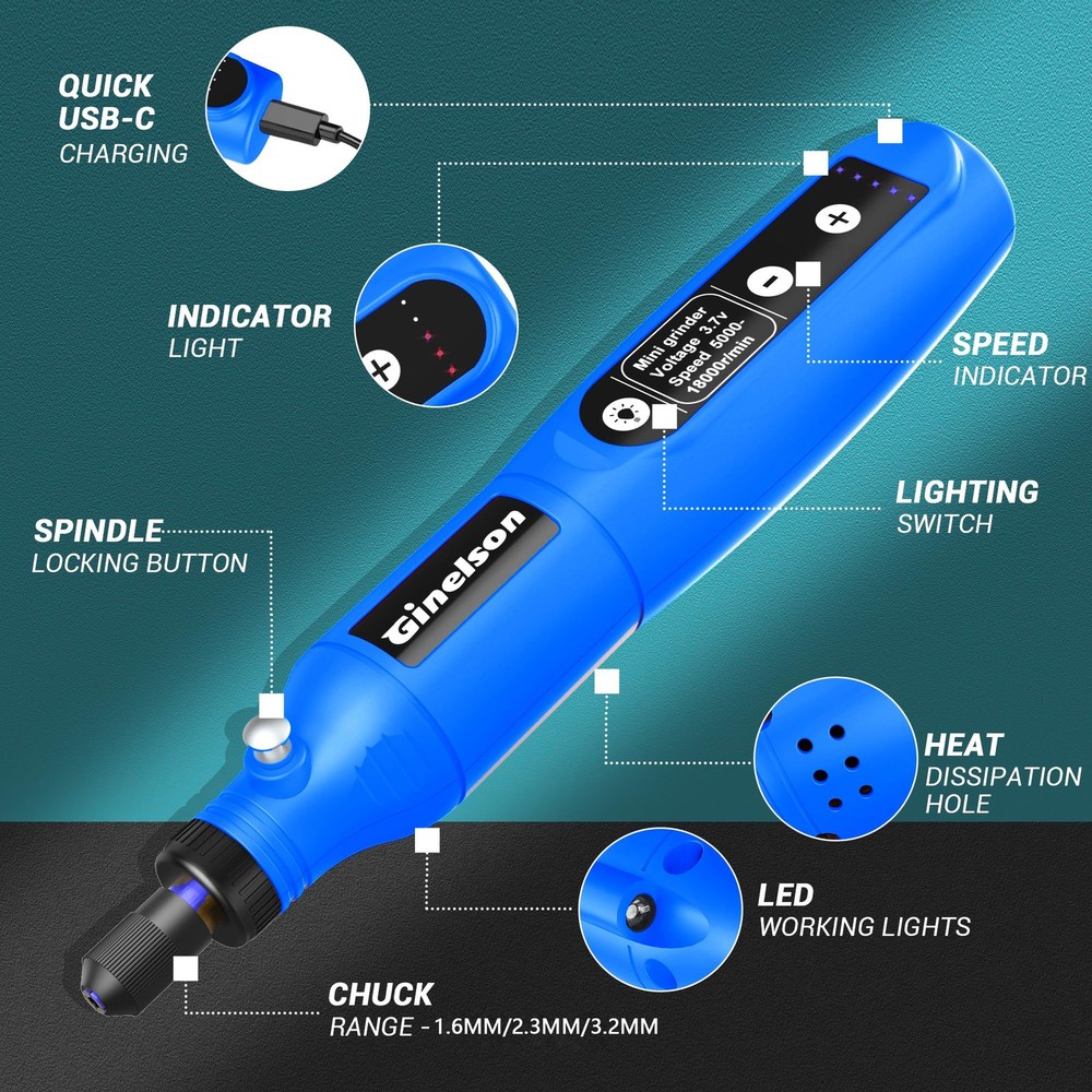 Cordless Rotary Tool, 5 Variable Speed Mini Rotary Tool Kit with 70 Accessori...