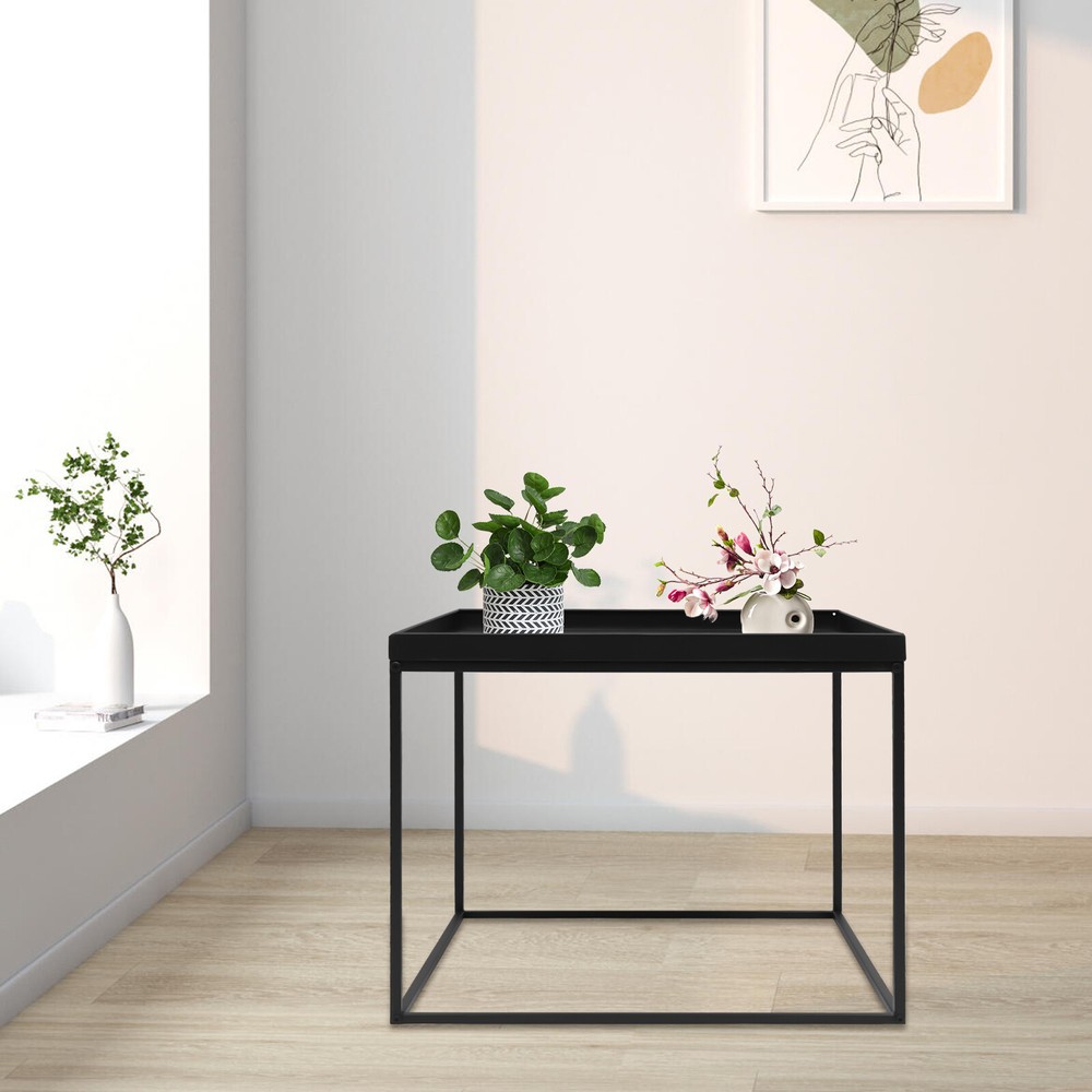 24" Square Table Metal Frame Table Portable Office Side End Table Camping Table