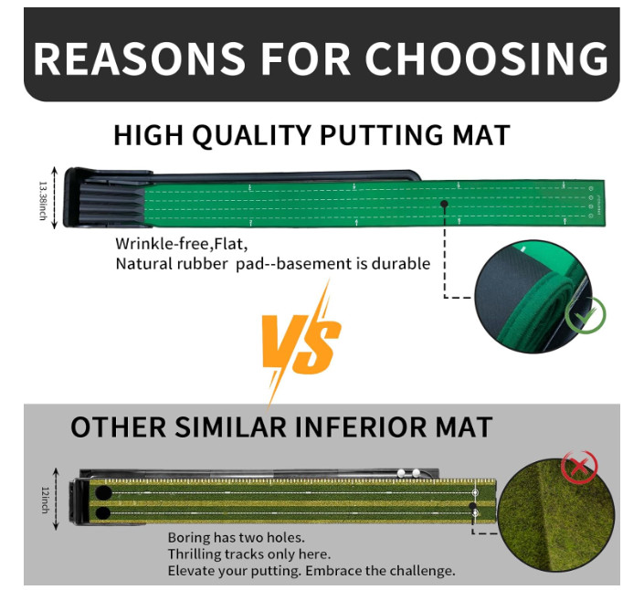 Golf Putting Mat, Automatic Ball Return with 4 Unique Flipping Tracks & green