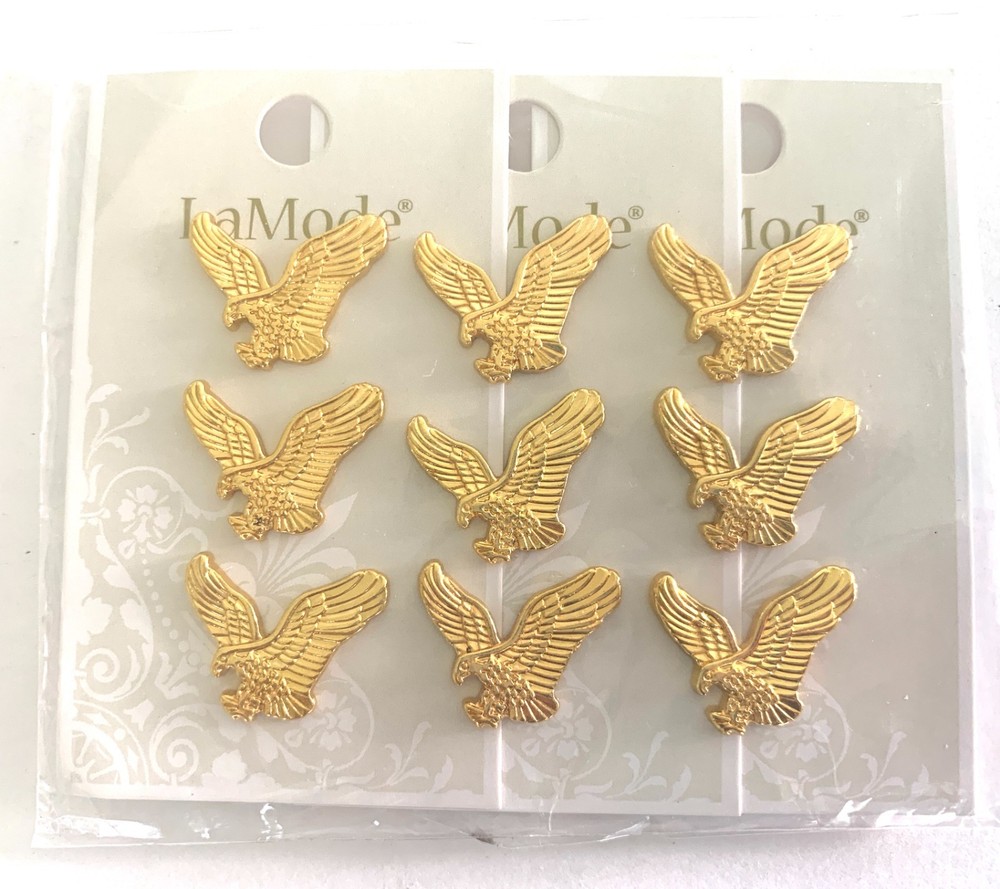 9 LaMode 7/8" Gold-toned EAGLE Shank Buttons