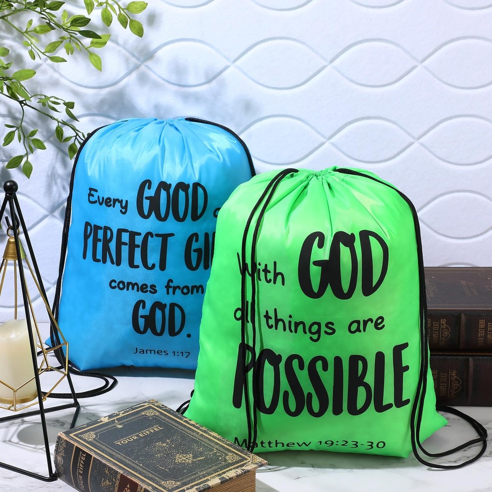 SilTriangle 30 Pcs Christian Drawstring 13.4 x 16.5 inches, Multicolor