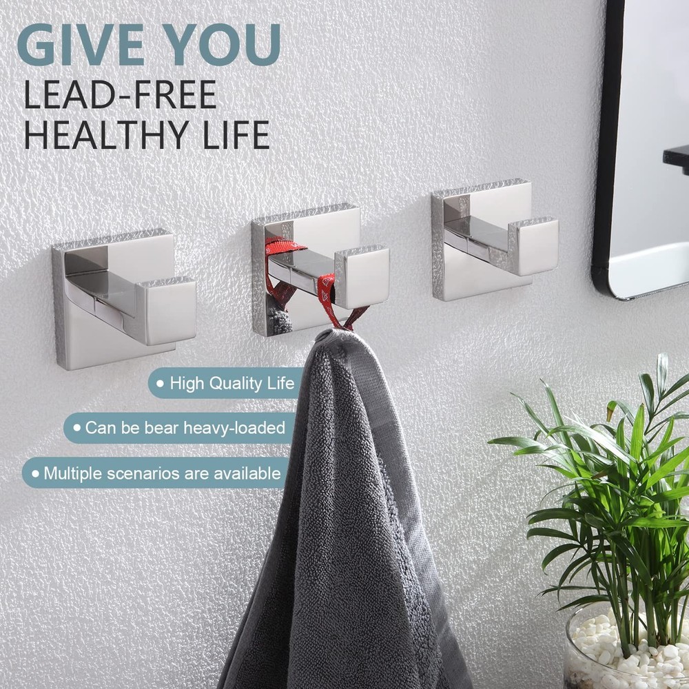 Bathoom Towel Hook Wall Mount Square Bath Robe Hook Coat Hook Kitchen Garage Hea