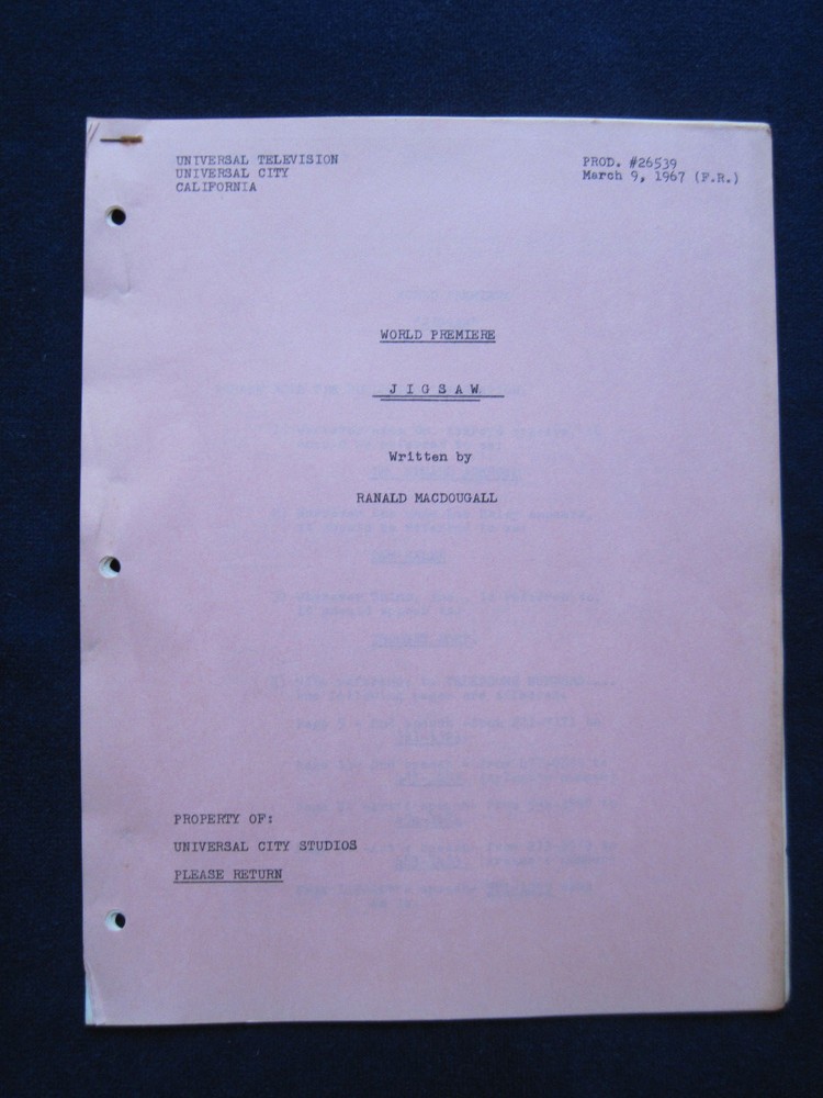 ORIGINAL Film SCRIPT for JIGSAW - BRADFORD DILLMAN'S Copy with His Notes