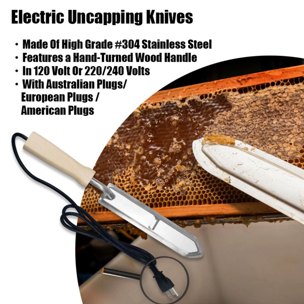 Electric Uncapping Bee Knife Heating Scraping Honey Frame Cutter Fork Hive Tools
